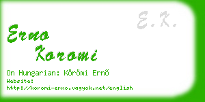 erno koromi business card